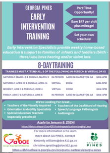 Picture of 2024 PINES training flyer with dates and location for the training.